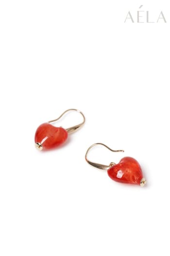 Aela Red Heart Mini Drop Earrings (B39034) | £9
