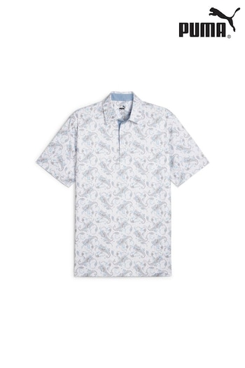 Puma White CLOUDSPUN Mens Golf Paisley Polo Shirt (B39160) | £55