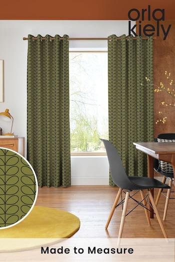 Orla Kiely Olive Green Linear Stem Made to Measure Curtains (B39218) | £91