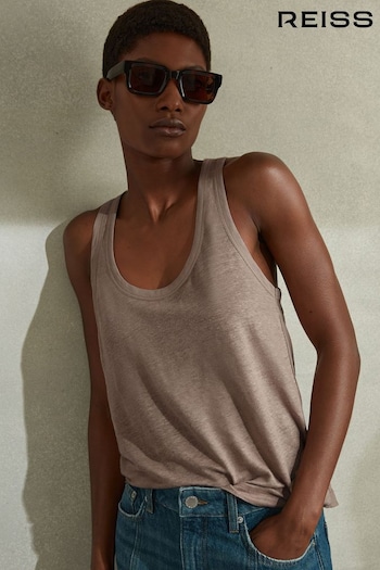 Reiss Mink Taloulah Linen Scoop Neck Vest (B39303) | £58