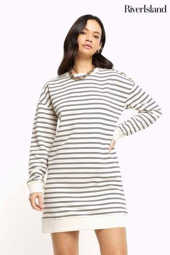 River Island Cream Stripe Sweat Dress (B39321) | £40