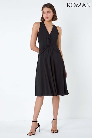 Roman Black Twist Front Stretch Dress (B39325) | £45