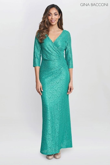 Gina Bacconi Green Fearne Lace Wrap Maxi Dress (B39333) | £220