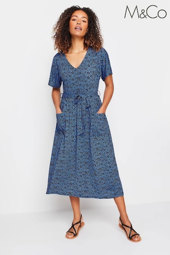 M&Co Blue Tie Waist Dress (B39387) | £34