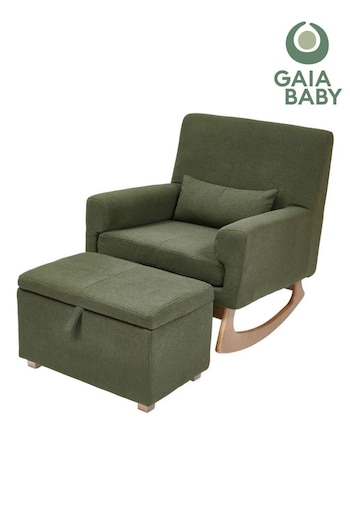 Gaia Baby Forest Green Nursing Rocking Chair with Footstool (B39448) | £530