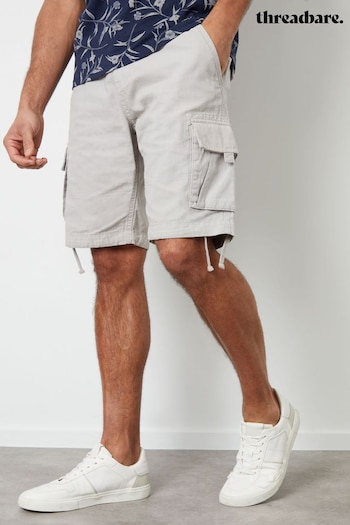 Threadbare Ecru Cotton Cargo Shorts cropped-leg (B39456) | £26