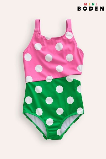 Boden Pink Rainbow Cut-Out Swimsuit (B39484) | £23 - £27