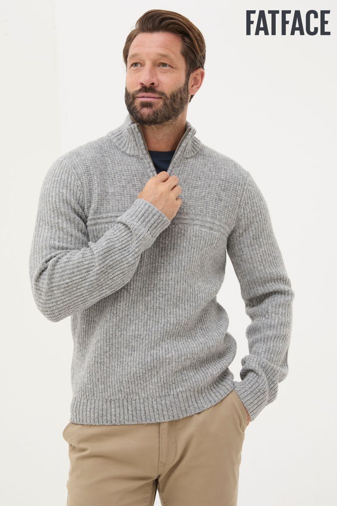 Mens Grey Zip Neck Jumpers Next Official Site
