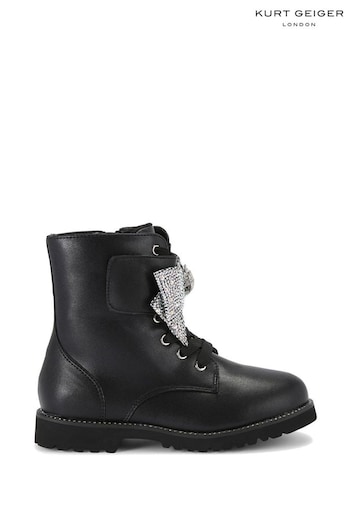 Kurt Geiger London Junior Mini Kensington Strap Bow Black Boots boot (B39620) | £89