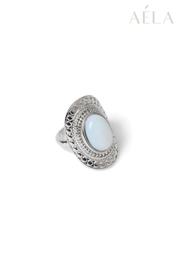 Aela Silver Tone Moonstone Ring (B39624) | £10