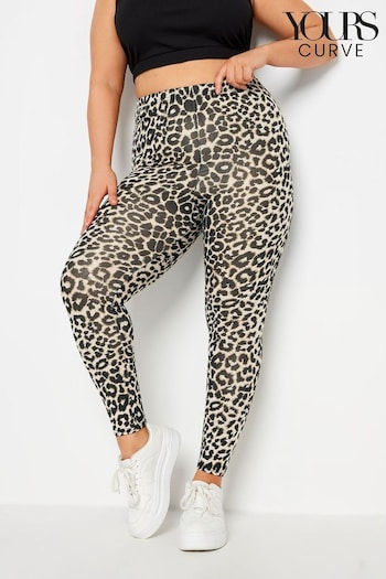 Yours Curve Black Limited Leopard Print Leggings pantaloncino (B39640) | £24