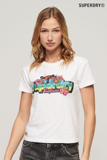 SUPERDRY White SUPERDRY Cali Sticker Fitted T-Shirt (B39658) | £27