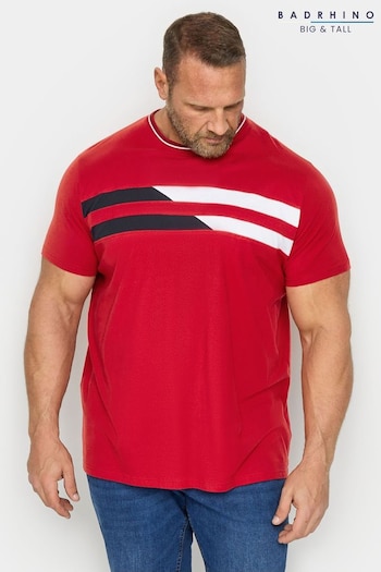 BadRhino Big & Tall Dark Red Chest Stripe T-Shirt (B39693) | £19