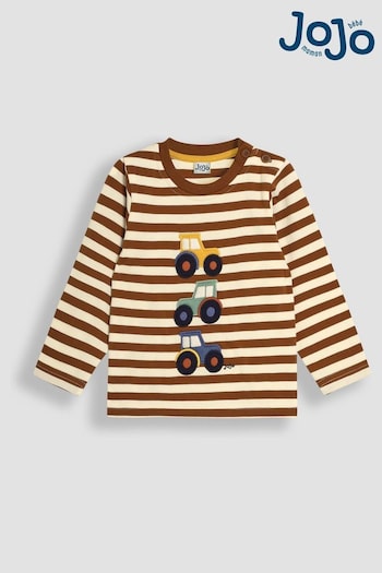 JoJo Maman Bébé Toffee Stacked Tractor Appliqué Top (B39743) | £18