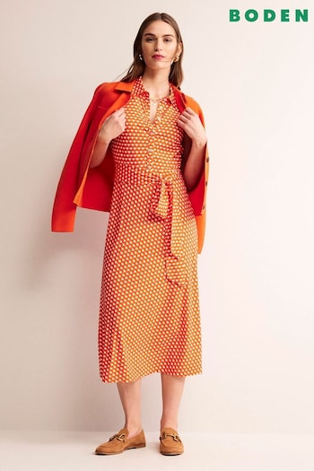 Boden Orange Petite Laura Sleeveless Shirt Dress (B39747) | £85