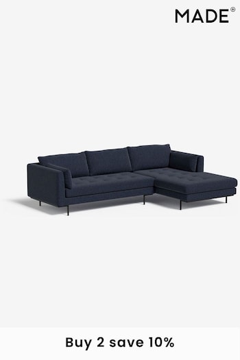 MADE.COM Textured Weave Navy Blue Harlow Right Hand Facing Corner Sofa (B39805) | £1,750