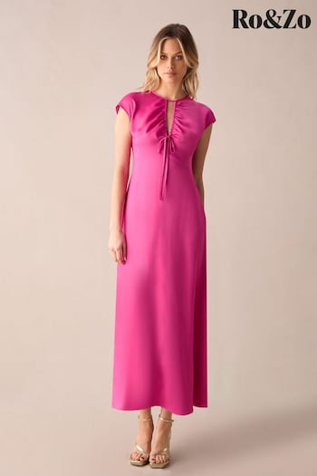 Ro&Zo Pink Arabella Satin Keyhole Front Dress (B39813) | £139