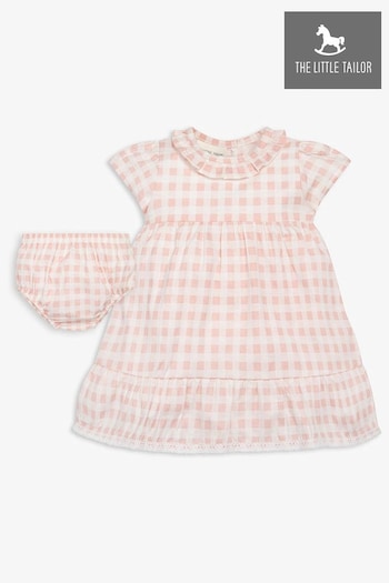 The Little Tailor ruffle-trim Pink Cotton Gingham Dress & Bloomer Set (B39859) | £29