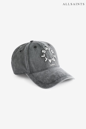 AllSaints Black Dyed Logo Baseball Cap vintage (B39870) | £49