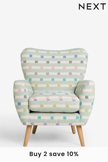 Chunky Stripe Geo Sage Wilson II Highback Arm Chair (B39908) | £350