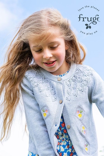 Frugi Grey Primrose Pointelle Cardigan (B39918) | £41