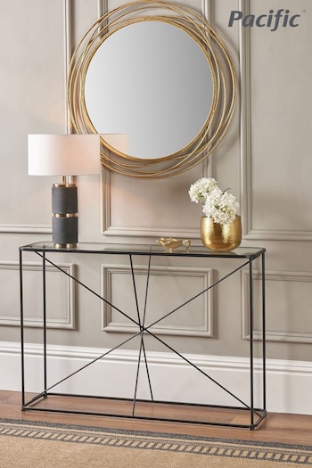 Pacific Glass and Black Roxy Metal Console Table (B39976) | £230