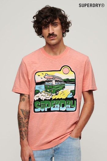 Superdry Pink Travel Graphic Loose T-Shirt (B40065) | £30