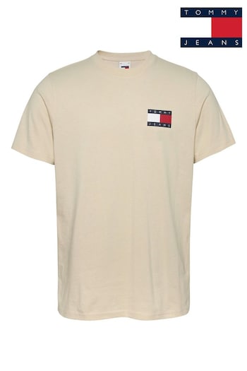 Tommy Jeans Slim Essential Flag Cream T-Shirt (B40284) | £30