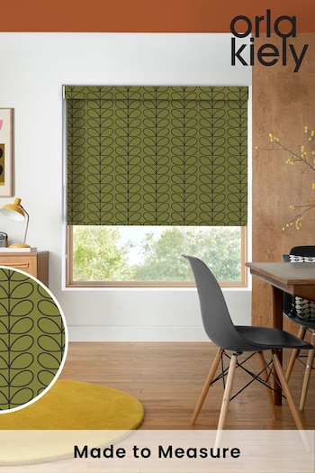 Orla Kiely Olive Green Linear Stem Made to Measure Roller Blinds (B40339) | £58