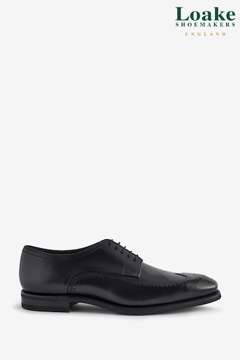 Loake Derby Brogue Black Shoes (B40432) | £199