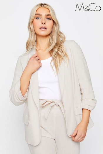 M&Co t20 Ruched Sleeve Linen Blazer (B40570) | £50