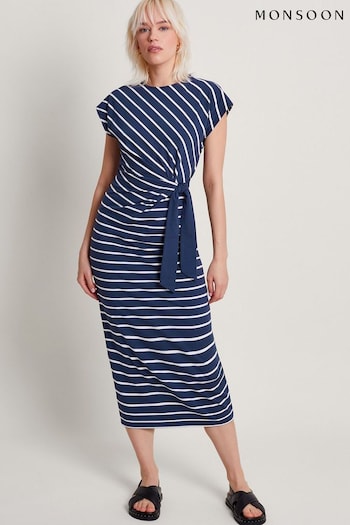 Monsoon Blue Sanya Stripe Tie Dress (B40638) | £75