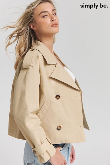 Simply Be Natural Cropped Trench Coat (B40663) | £59