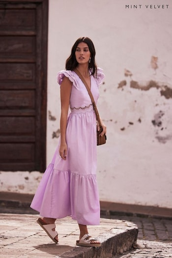 Mint Velvet Purple Cotton Maxi Dress (B40732) | £149