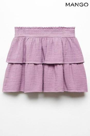 Mango Purple Ruffled Cotton Skirt (B40825) | £20