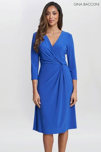 Gina Bacconi Blue Antonia Jersey Wrap Dress (B40963) | £120