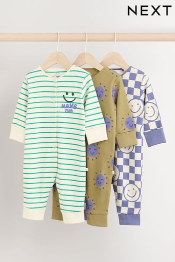 Purple/Green 3 Pack Baby Footless Sleepsuits (0mths-3yrs) (B41214) | £18 - £20