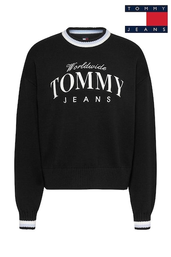 Tommy Gessie Jeans Varsity Black Sweater (B41227) | £95