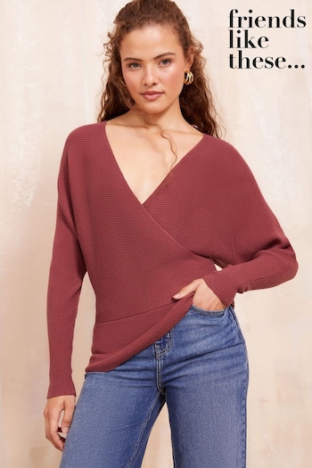 Friends Like These Pink Knitted Rib Batwing Jumper (B41499) | £34