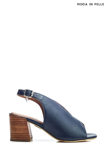 Moda in Pelle Blue Lonnia Block Stacked Heel Chrissi Upper Sandals amarillas (B41534) | £79