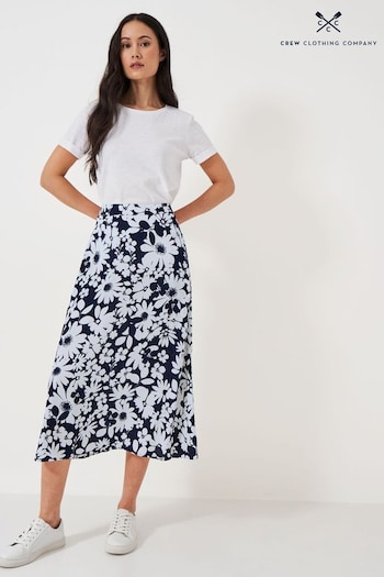 Crew beige Clothing Company Blue Floral Viscose Regular Flared Skirt (B41548) | £65