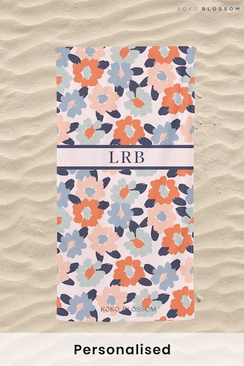 Personalised Pink Floral Beach Towel by Koko Blossom (B41588) | £30