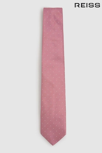 Reiss Dark Pink Liam Silk Polka Dot Tie (B41666) | £48