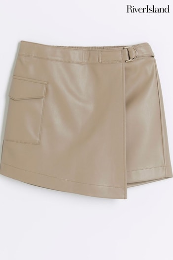 River Island Cream Girls Faux Fur Leather 100% Cotton Skort (B41734) | £20