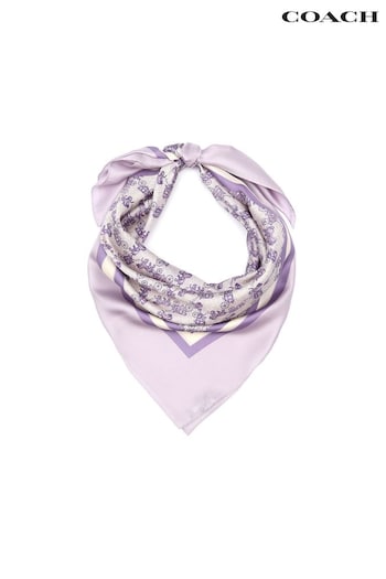 COACH fld Purple Horse And Carriage Silk Square Scarve (B41917) | £95