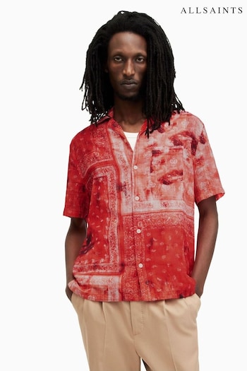 AllSaints Red Tijuana Short Sleeve Shirt (B41936) | £119