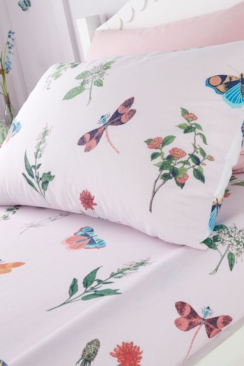 RHS Pink Butterfly Garden Fitted Sheet (B42038) | £11 - £13