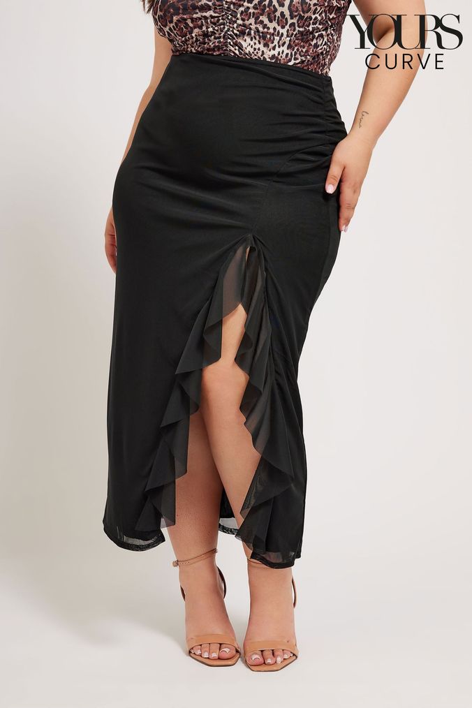 Big black ruffle skirt best sale