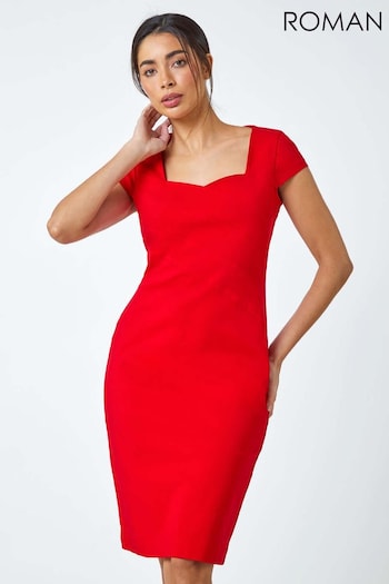 Roman Red Sweetheart Neck Fitted Stretch Dress (B42053) | £45