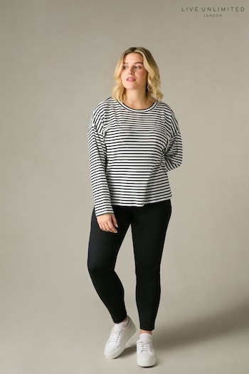 Live Unlimited Curve Black/White Stripe Jersey Relaxed Top (B42235) | £49